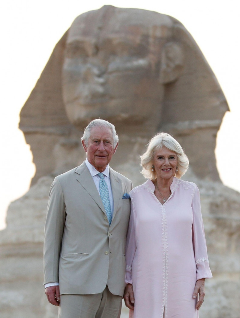 File photo dated 18/11/21 of The Prince of Wales and The Duchess of Cornwall during a visit to the Great Sphinx of Giza, on the third day of their tour of the Middle East. The Duchess of Cornwall has described herself and the Prince of Wales as still havi