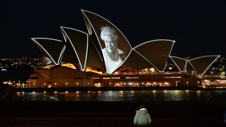 Australia iconic Opera House sails lit up with the picture of Britain's Queen Elizabeth II to commemorate her life on September 9, 2022