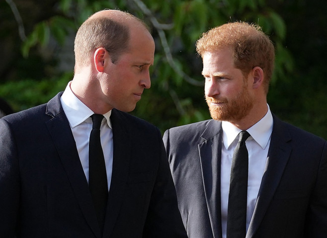 Prince and Princess of Wales along with Prince Harry and Meghan Markle the Duke and Duchess of Sussex looking at Floral Tributes and meeting well wishers at Windsor Castle