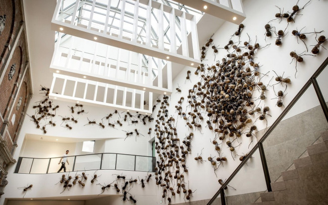 Amsterdam, Netherlands. 16th Sep, 2022. 2022-09-16 10:16:14 AMSTERDAM - The exhibition Undercovers in the Rijksmuseum. The artwork, 700 ants each nearly a meter long, depicts the migration and forced displacement of people around the world. ANP KOEN VAN W