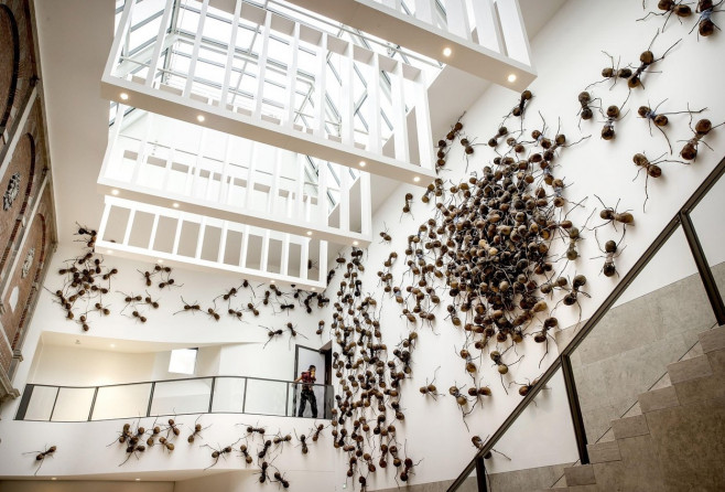 Amsterdam, Netherlands. 16th Sep, 2022. 2022-09-16 10:16:29 AMSTERDAM - The exhibition Undercovers in the Rijksmuseum. The artwork, 700 ants each nearly a meter long, depicts the migration and forced displacement of people around the world. ANP KOEN VAN W