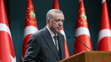 Turkish President Recep Tayyip Erdogan presents statements after the Cabinet meeting in Ankara, Ankara, Istanbul, Turkey - 26 Sep 2022