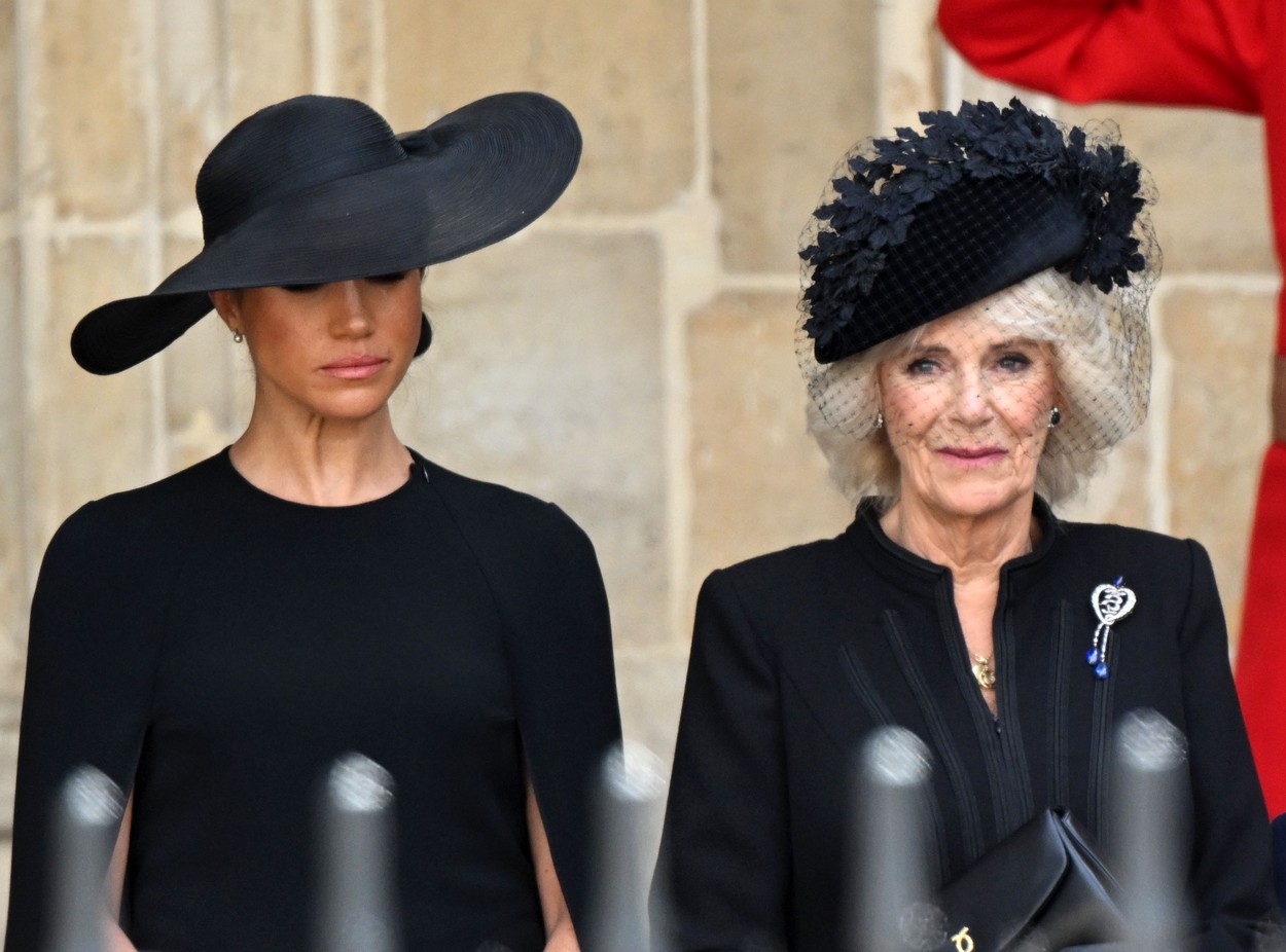 În ziua funeraliilor, Meghan și Camilla au ajuns ținta hărțuirii online. Videoclipuri care le umileau au fost văzute de milioane de ori