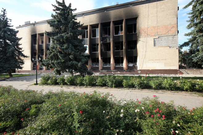 Oleksandr Tkachenko inspects state of cultural institutions in de-occupied territories of Kharkiv region, Ukraine - 20 Sep 2022