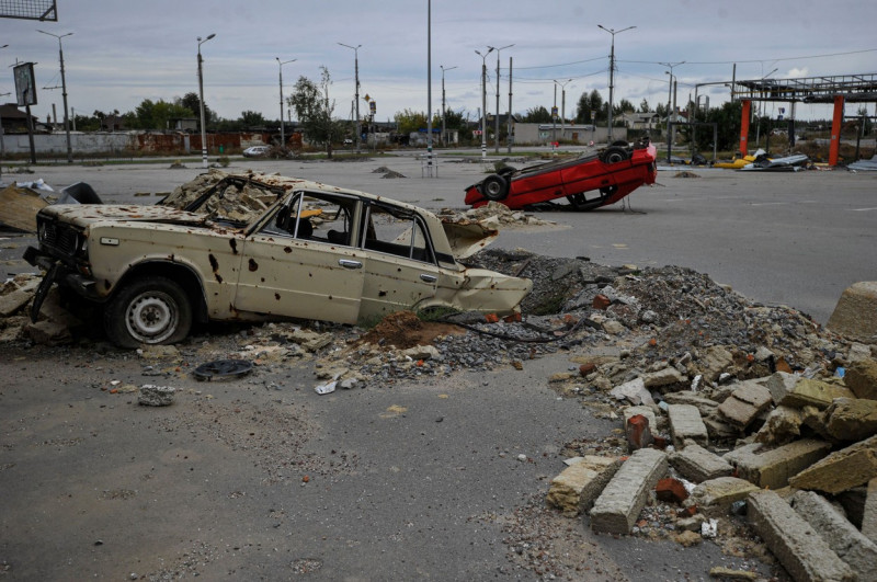 Destruction after Russian shelling in Kharkiv, Ukraine - 20 Sept 2022