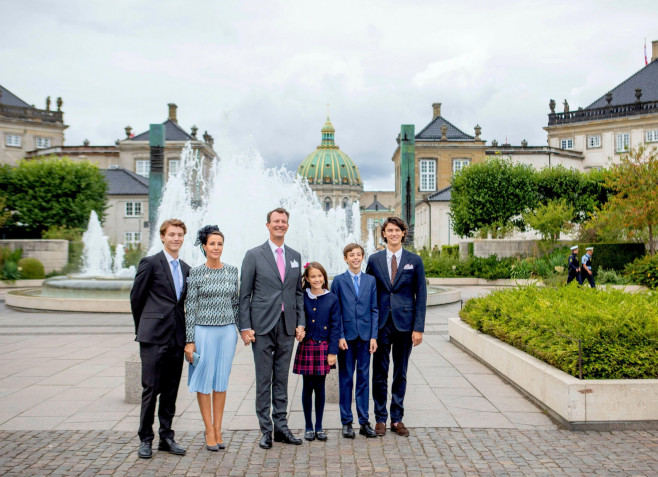 Prince Joachim and Princess Marie, Prince Henrik and Princess Athena Prince Nikolai and Prince Felix of Denmark arrive at The Royal Yacht Dannebrog in Copenhagen, on September 11, 2022, to attend a lunch reception hosted by HM the Queen, on the occasion o