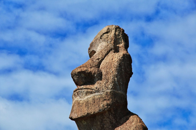 Rapa Nui. The statue Moai in Ahu Huri a Urenga on Easter Island, Chile