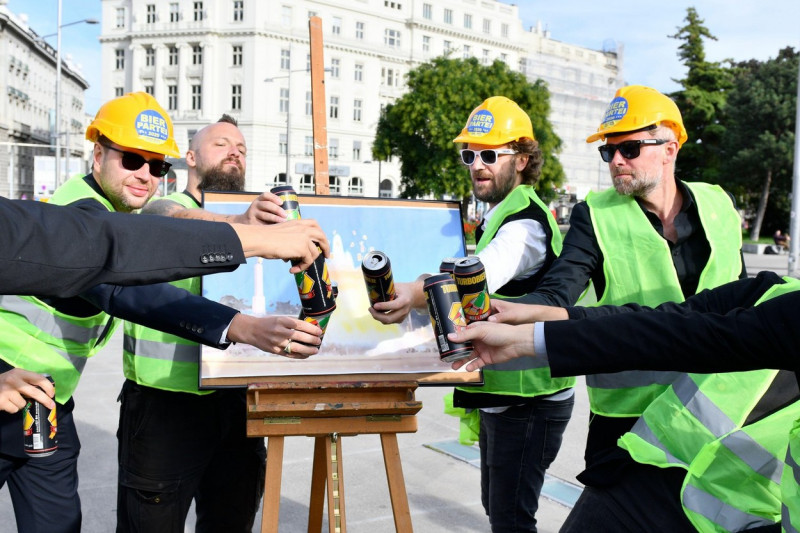 Vienna, Austria. 19th Sep, 2020. Bierpartei- Groundbreaking ceremony for the Beer Fountain for Vienna. The party was founded by Marco Pogo (Dominik Wlazny), the front man of the Viennese punk rock band Turbobier, and will run for the mayoral elections on