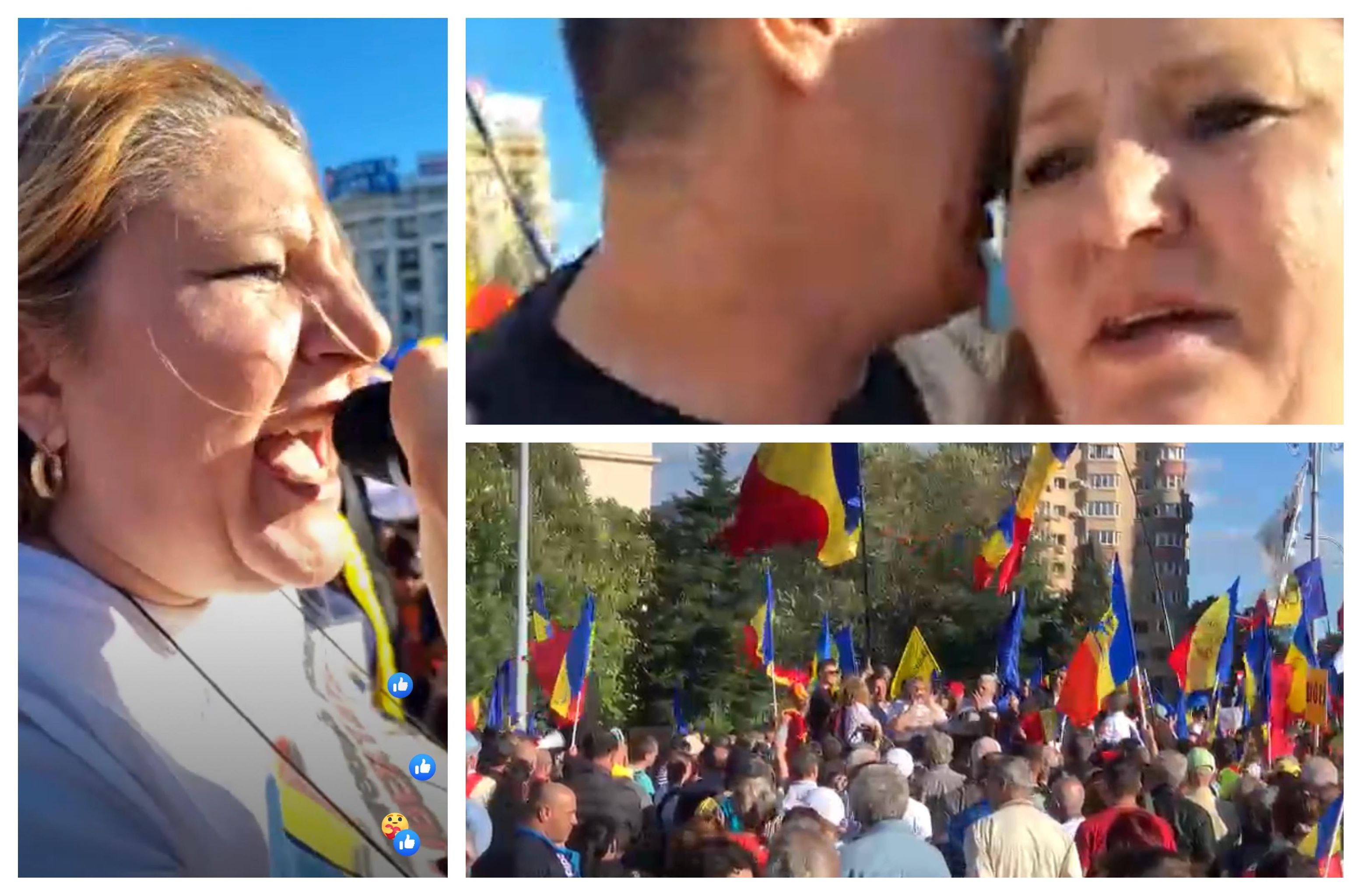 Simion i-a tăiat microfonul Dianei Șoșoacă în Piața Victoriei. ”Ăsta e Simion. Trădătorul. Și-a bătut joc de AUR. Rușine!”
