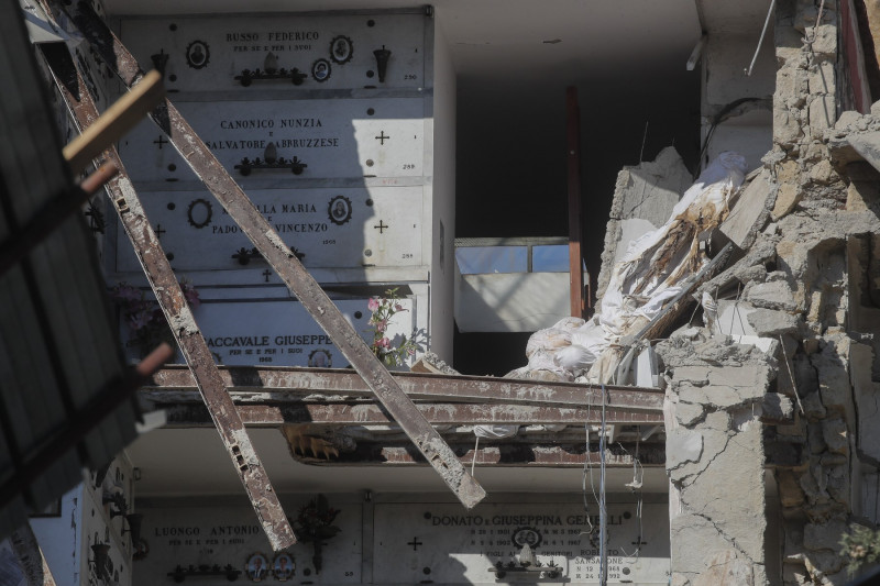 Collapse inside Naples cemetery, Italy - 05 Jan 2022