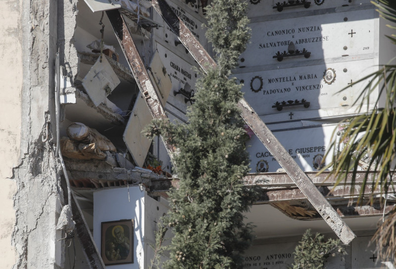 Collapse inside Naples cemetery, Italy - 05 Jan 2022