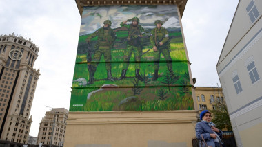 Pictură cu soldați în Moscova