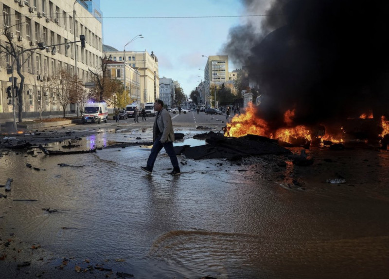 Atacuri cu rachete în Kiev. Sursa foto:Twitter