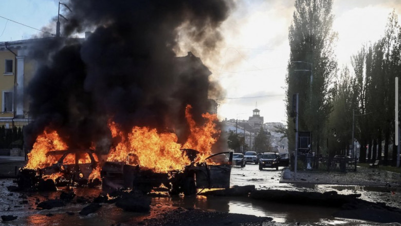 Atacuri cu rachete în Kiev. Sursa foto:Twitter