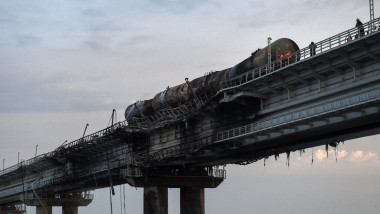 Consequences of the explosion on the Crimean bridge in the Kerch Strait.