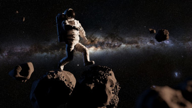 Astronaut printre asteroizi