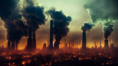 Coșurile fabricilor emit carbon în atmosferă