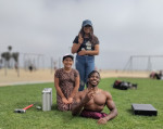 EXCLUSIVE: Strong Man Zion Clark An Inspirational Wrestler Plays With His Puppy At The Beach