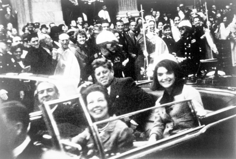 The Kennedys and the Connallys in the presidential limousine moments before the assassination in Dallas. President John F. Kennedy motorcade, Dallas, Texas, Friday, November 22, 1963. Picture by Victor Hugo King