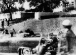 Cropping of the Polaroid photograph of the assassination of President John F. Kennedy, taken an estimated one-sixth of a second after the fatal head shot. Mary Ann Moorman (Mary Krahmer). November 22, 1963