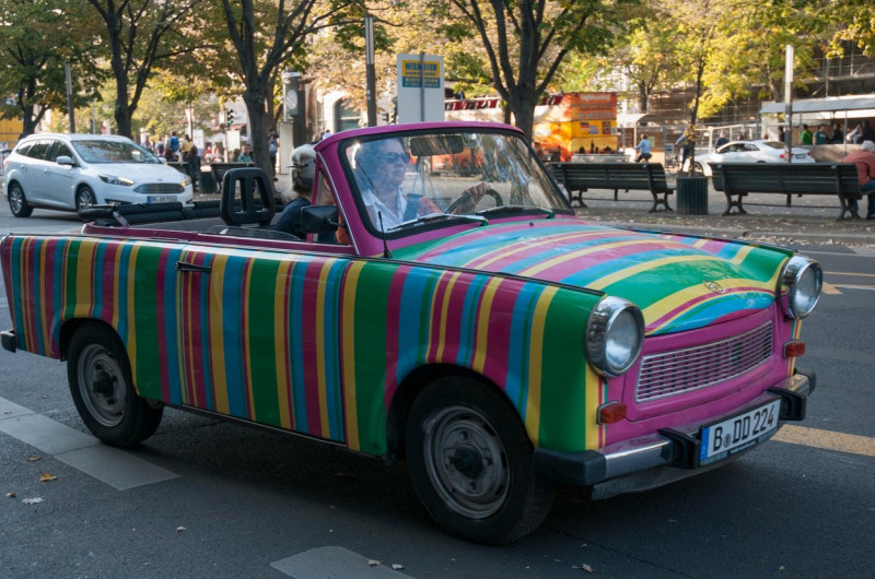 East German Trabant car in use for city tours of modern-day Berlin