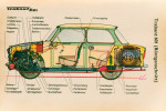 Trabant 601, Längsschnitt / Farbdruck