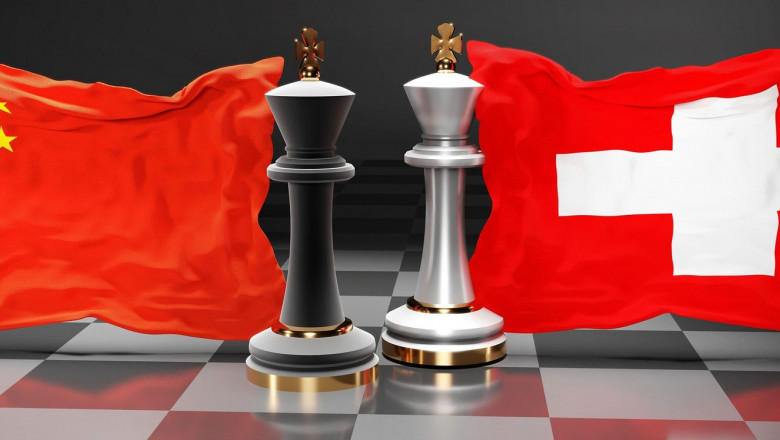 China Switzerland summit, fight or a stand off between those two countries that aims at solving political issues, symbolized by a chess game with nati