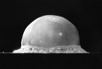 The world's first ever nuclear explosion at the Trinity test site in New Mexico during the Manhattan Project. This image is taken just 16 milliseconds after the detonation. The dome of plasma is already 200m high which means it's expansion rate is 12.5km