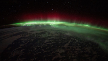 Aurora boreală fotografiată de pe Stația Spațială Internațională