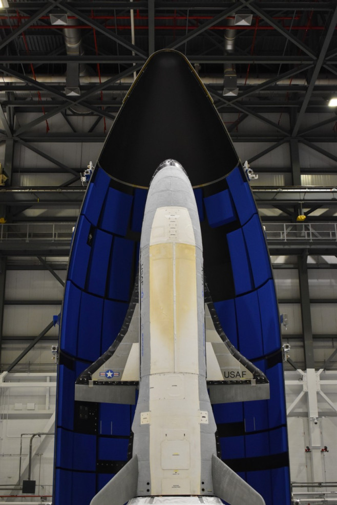 Encapsulated X-37B Orbital Test Vehicle for United States Space Force-7 mission