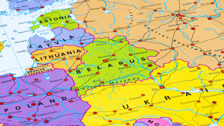 harta Europei cu Ucraina și Belarusul focalizate