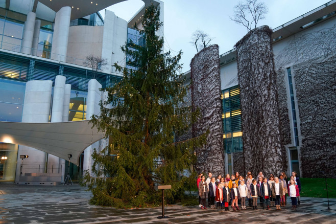 Berlin, Deutschland 24. November 2022: Übergabe des Weihnachtsbaums an das Bundeskanzleramt am 24.11.2022 Im Bild: Der