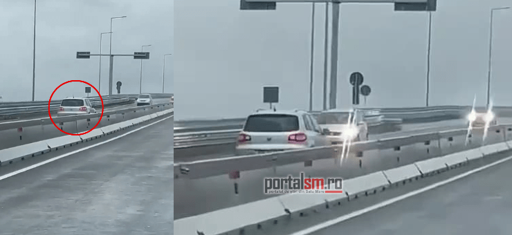 Șofer filmat pe contrasens, pe centura orașului Satu Mare. A fost avertizat cu "flash-uri" de ceilalți conducători auto
