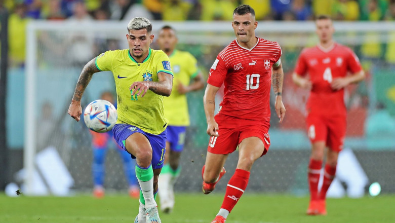 Fază de joc din meciul Brazilia - Elveția de la CM 2022