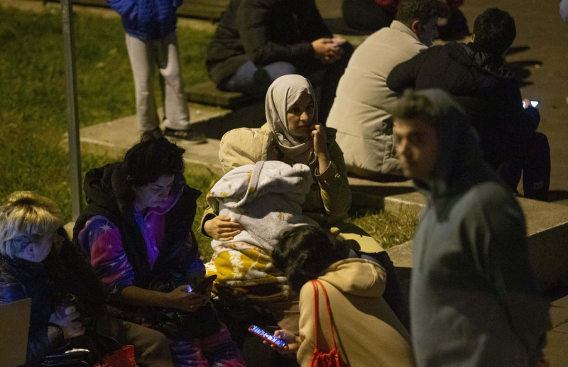 People leave their homes in Istanbul after 5.9-magnitude earthquake jolt western Turkish province of Duzce