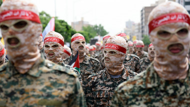 Islamic Revolutionary Guard Corps (IRGC) members march