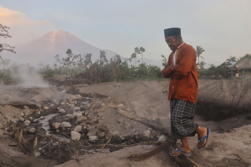 Mount Semeru volcanic activity in Indonesia