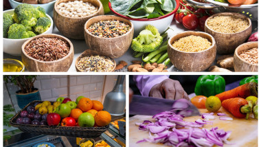 Exemple de alimente sănătoase - cereale integrale, legume și fructe