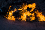 Yanar Dag, the burning mountain, in Baku Azerbaijan, a continuing natural gas fire showing the deposits below ground