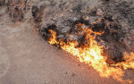 Yanar Dag burning mountain in Azerbaijan near Caspian sea