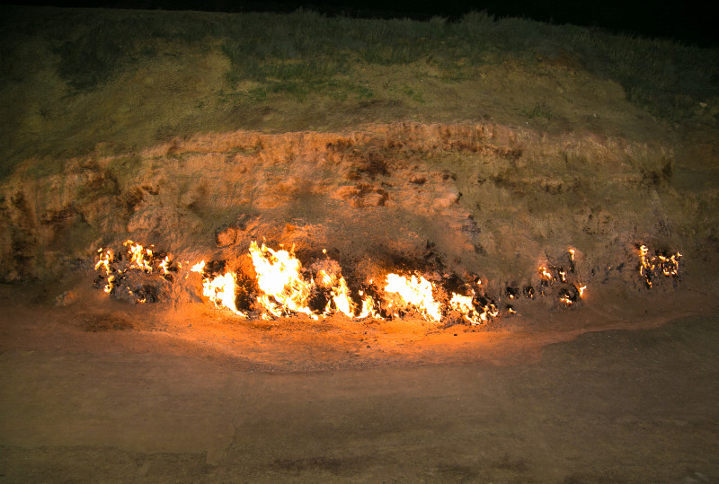 Burning mountain in Yanar Dag, near Baku. Azerbaijan.