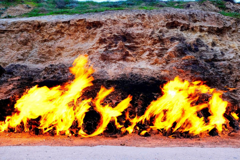 The fires of Yanar Dag, Baku, Azerbaijan