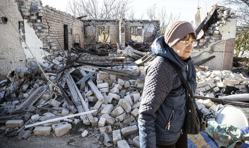 A destroyed village in Ukraine: Posad-Pokrovske