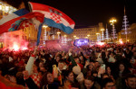 Croatia fans celebrate the winning against Morocco