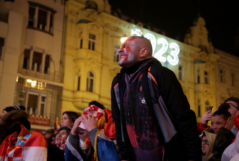 Croatia fans celebrate the winning against Morocco