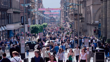 People walking on Buchanan Street, Glasgow, Scotland, United Kingdom, Europe
