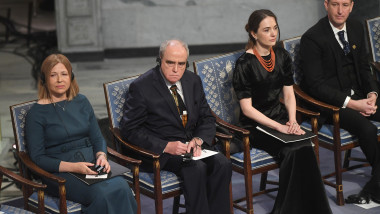 Cei trei co-laureați ai premiului Nobel pentru Pace, la Oslo.