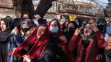 Protest al femeilor din Afganistan.