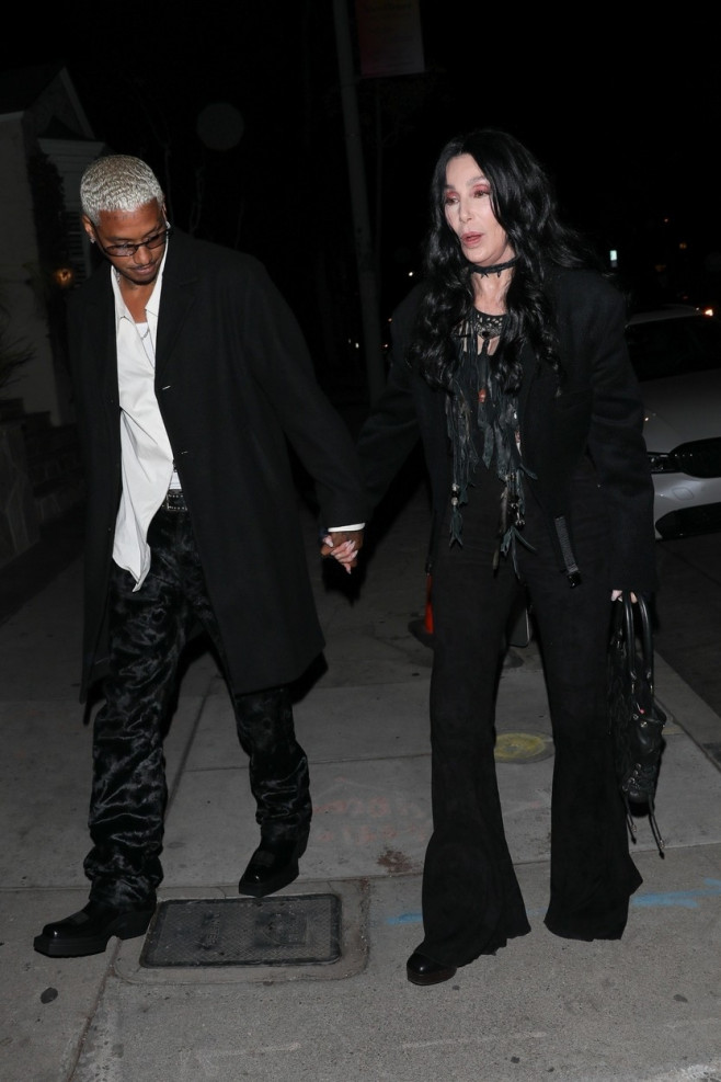 *PREMIUM-EXCLUSIVE* Cher and Alexander Edwards exit a 3 hour dinner at Olivetta restaurant!