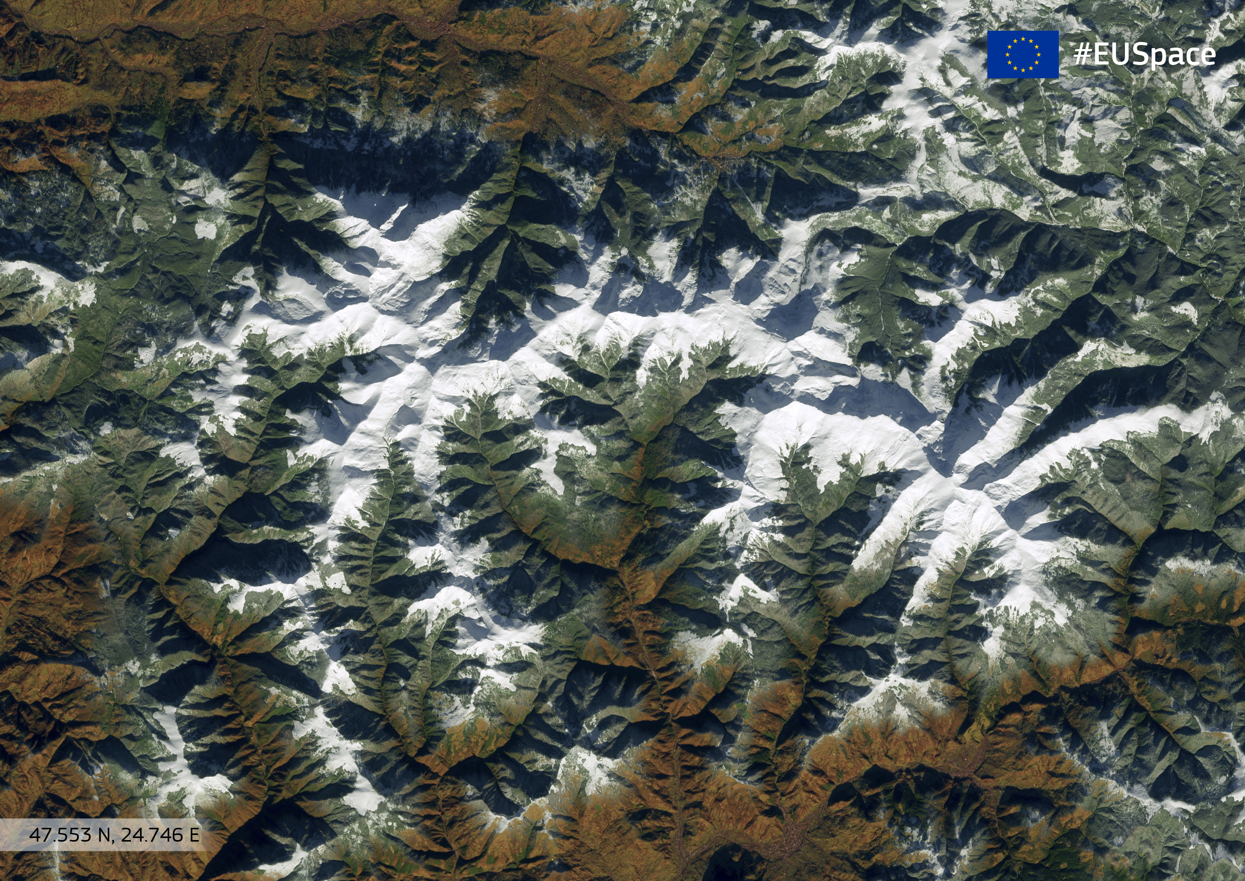 Cum se văd Munții Rodnei din spațiu. Imagine spectaculoasă surprinsă de sateliții Copernicus